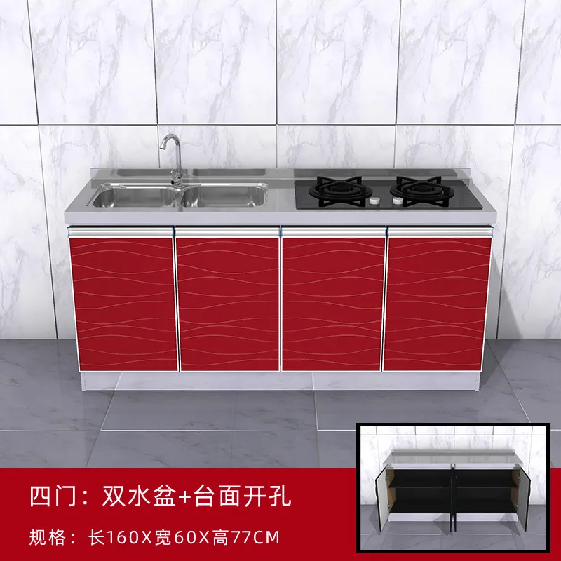 60 Wide Stainless Steel Cabinets Rental Waterproof Finished Product Simple Kitchen Stove Sink
