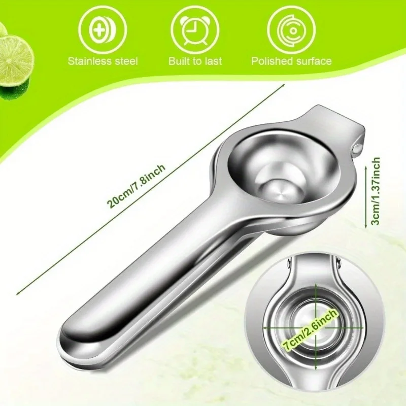

Stainless Steel Manual Citrus Juicer - Heavy-Duty Lemon Squeezer with Adjustable Press for Oranges, Limes, Bar & Kitchen