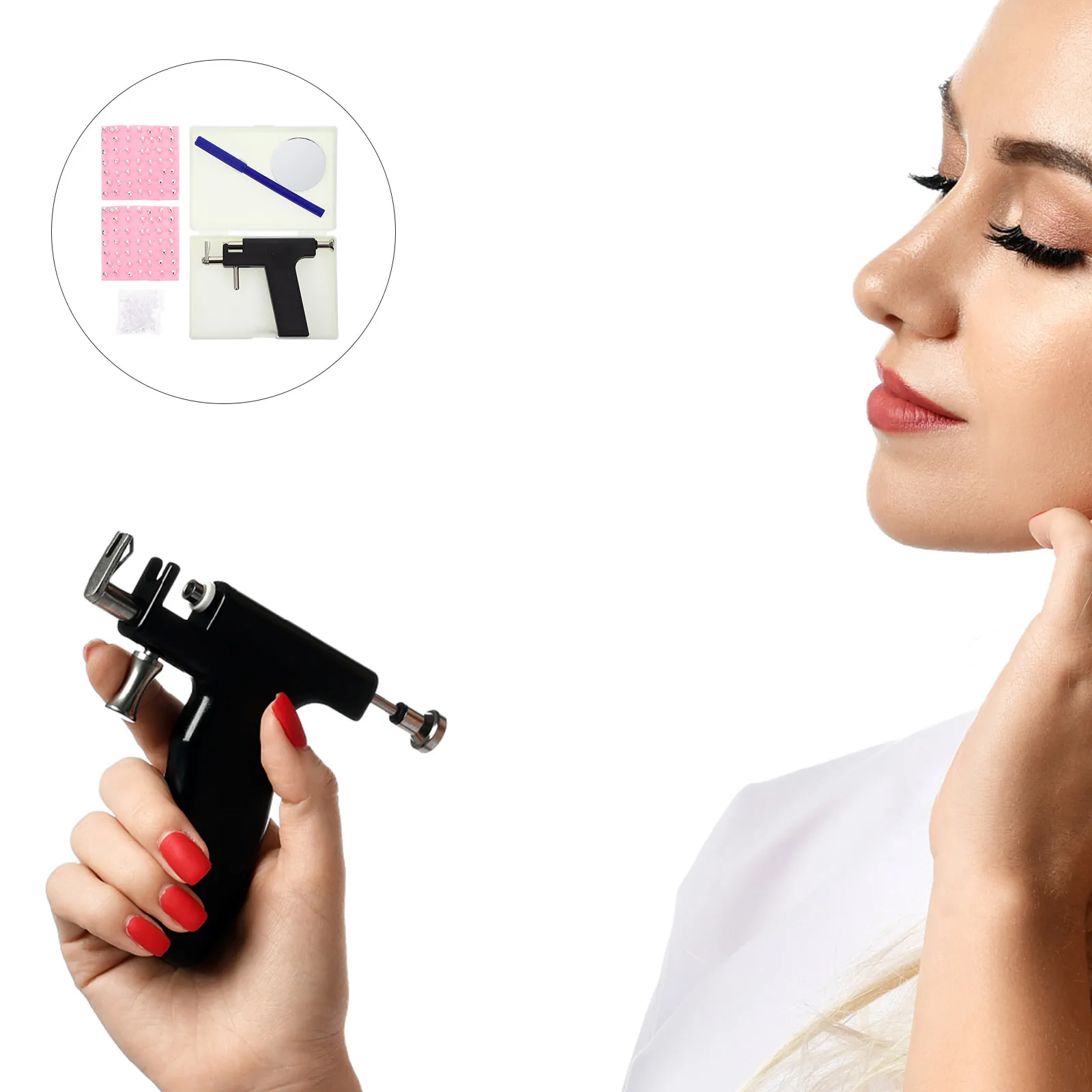 

1Set Ear Piercing Kit with Ear-Studs Creative Ergonomic Handle Body Piercing Machine for Precise Marking and Pain-Free Results