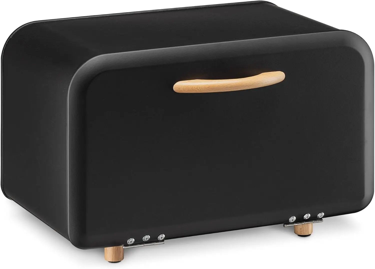 

Metal Bread Bin with Drop-Down Door for Kitchen Storage - Black, Space-Saving Design