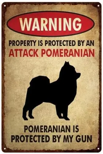 تحذير هجوم كلب صغير طويل الشعر معدن القصدير تسجيل المرآب ديكور رجل الكهف تسجيل تين تسجيل الرجعية في الهواء الطلق شارع المرآب معدن الألومنيوم القصدير تسجيل #1