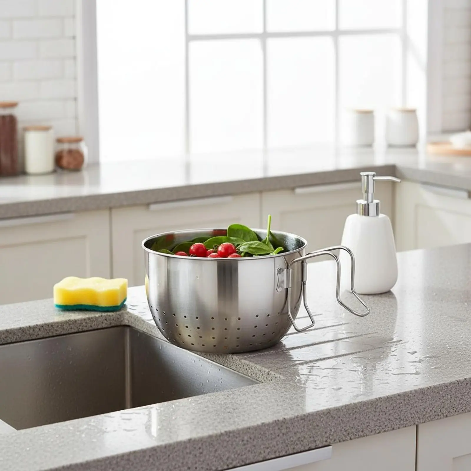 

Kitchen Sink Food Waste Strainer Long-Lasting Stainless Steel Sink Colander Rustproof Easy to Clean