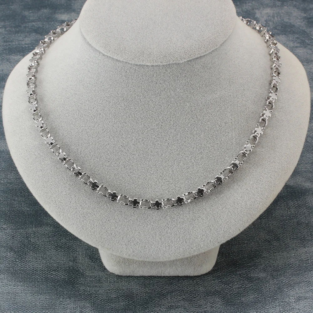 قلادة من الفولاذ المقاوم للصدأ للرجال والنساء ، قلادات الرقبة الفضية اللون ، الأزياء والمجوهرات ، هدية الحزب ، طول 16 ، 20 بوصة