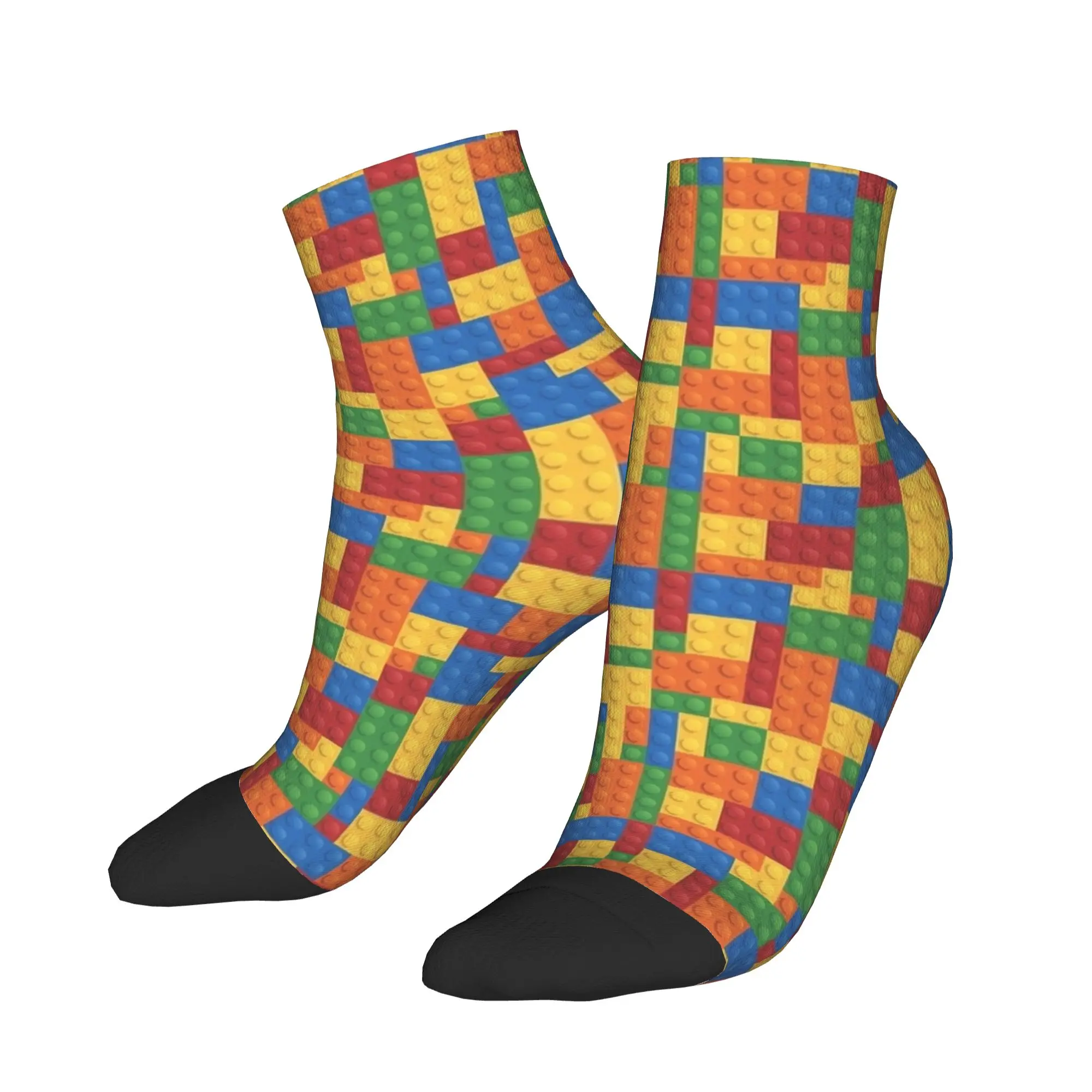 Building Blocks Retro Brick Print Ankle Socks Graphic Vintage Casual Socks Summer Non Slip Running Sports Comfort Soft Sock
