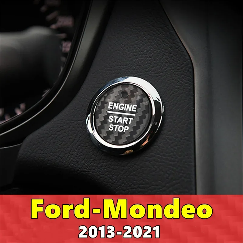 For Ford Mondeo Car Engine Start Stop Button Cover Real Carbon Fiber Sticker 2013 2014 2015 2016 2017 2018 2019 2020 2021