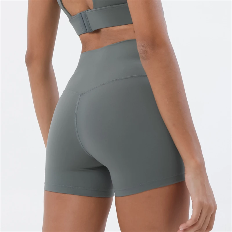 

Women Yoga Shorts Pants Fitness Nude Rubbing Three-inch pants Trousers Women's High-waisted peach-shaped Sports Short Pants