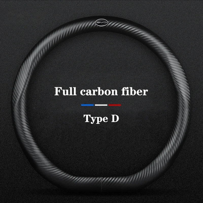 

Carbon Leather Car Steering Wheel Cover for BYD Shark 6 DOLPHIN PLUS SONG PLUS TANG 2023 2024 2025 Non-slip Auto Accessories