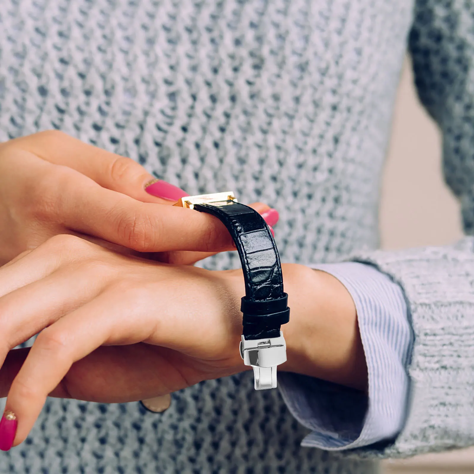 

Butterfly Buckle Stainless Steel Watchband Clasp Replacement Secure Fastening Lightweight Compact Design Easy to Install