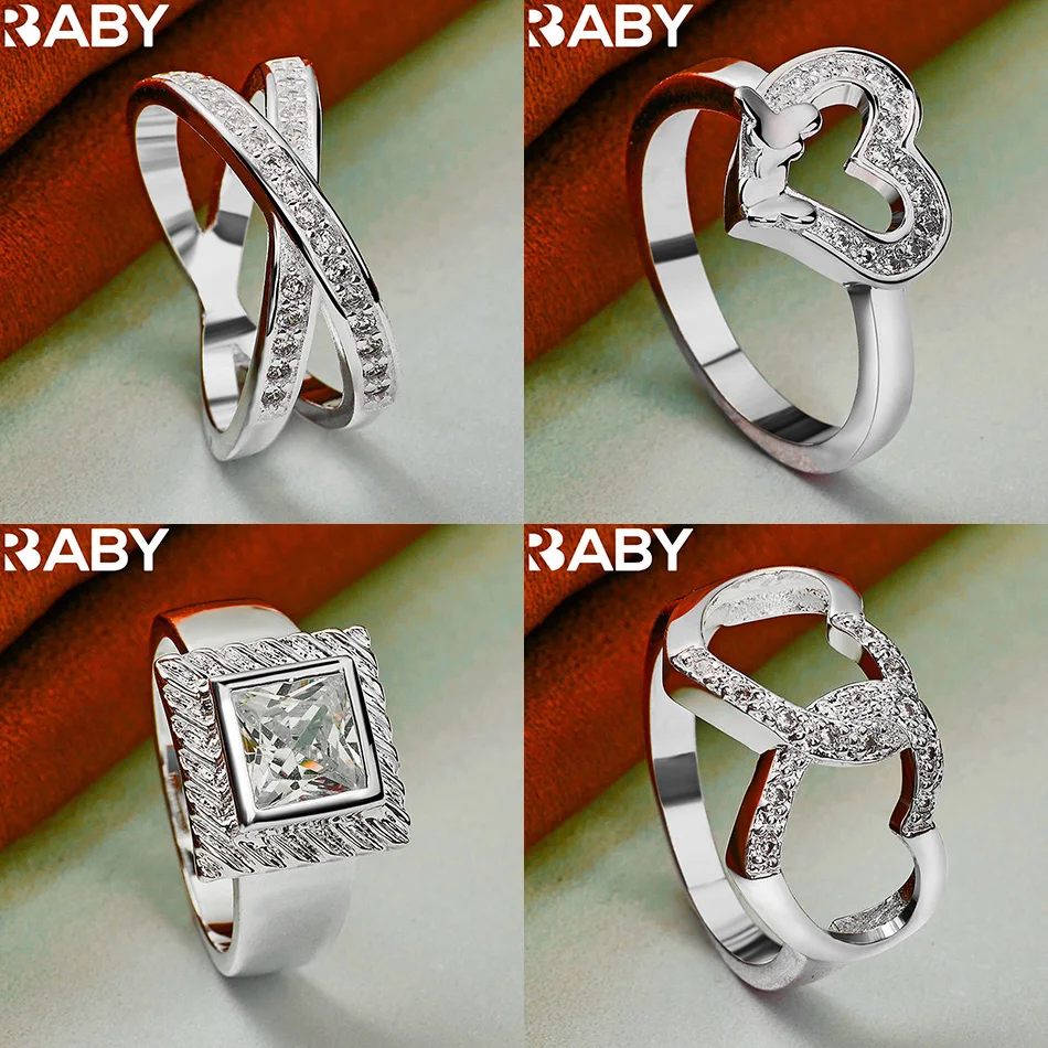 

URBABY 925 Sterling Silver Size 7-10 Geometric Ring For Women Men Grace Jewelry Trend Fashionable Birthday Party Gifts