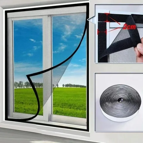 Customizable Size Window Screen No Drilling Removable Reusable Anti-mosquito Window Net mosquito Mesh insect proof for windows ﻿