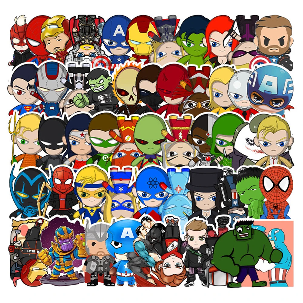 10/30/50PCS Disney Marvel The Avengers Cute Super Hero Cartoon Stickers per bambini fai da te Scrapbook Laptop frigo Car Wall decalcomanie giocattolo