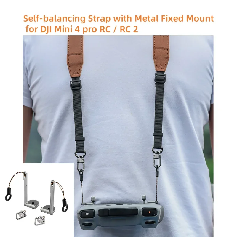 Self-balancing Hanging Strap Metal Fixed Mount for DJI Mini 4 pro RC / RC 2 Screen Remote Control Strap Lanyard Accessories