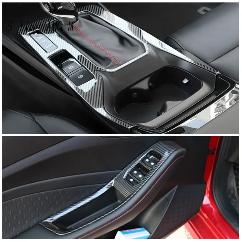 

For MG 5 MG5 2021-2023 Carbon fiber Car Styling Gear Shift panel Door Window Glass lift Button Switch Sticker Trim Accessories