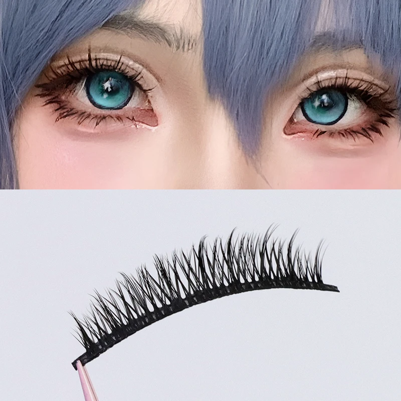 Sem cola 5 pares tira completa cílios postiços comprimento curto estilo mangá diy cílios postiços auto-adesivos cílios postiços