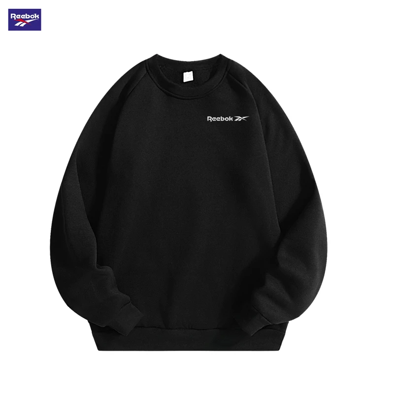 Sudadera de forro polar cálida estilo otoño-invierno 2026 con logo de Reebok. Una sudadera con capucha de cuello redondo y estampado moderno, de estilo deportivo, con un diseño atractivo.