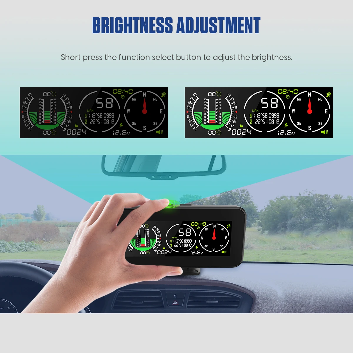 M60 Car Compass Inclinometer Speedometer GPS Speed Slope Digital Tilt Meter Auto Off Road Accessories