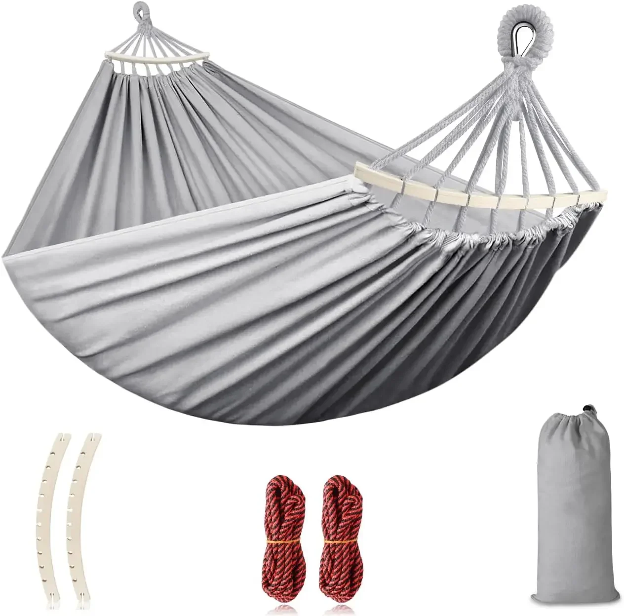 Hammocks，Portable thickened canvas with two anti roll balance beams and sturdy metal knot straps  Hammocks