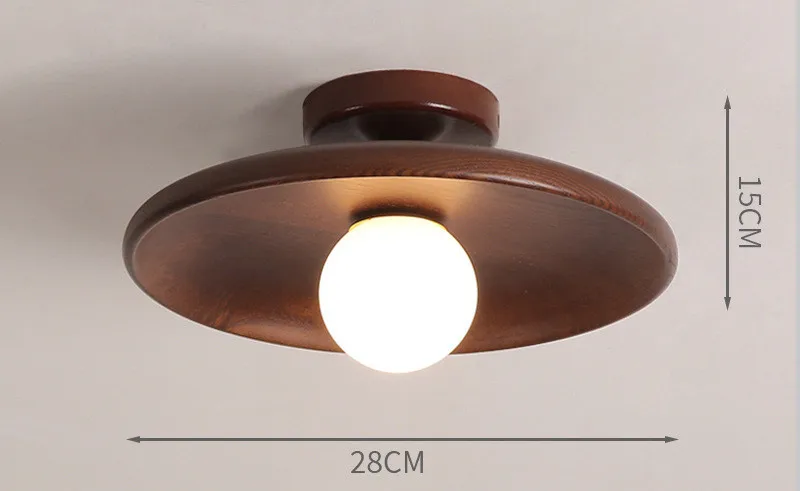 Moderne Houten Plafondlamp Log Kleur Walnoot Houten Plafondlampen voor Gangpad Gang Passway Trappen Oppervlak Plafondverlichting G9