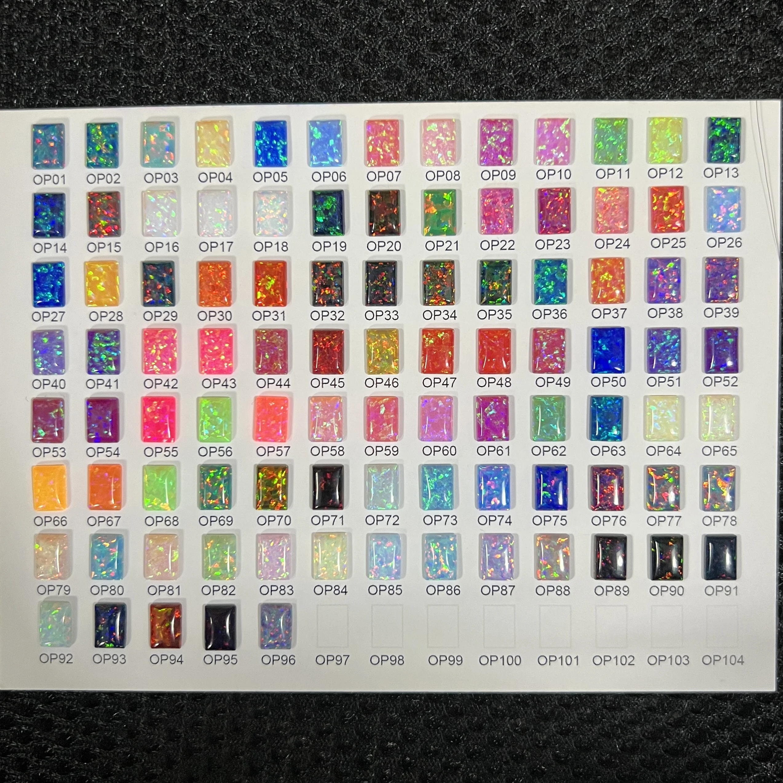 Opal Color Card 96 Colors Synthetic Opal Color Chart For Color selection