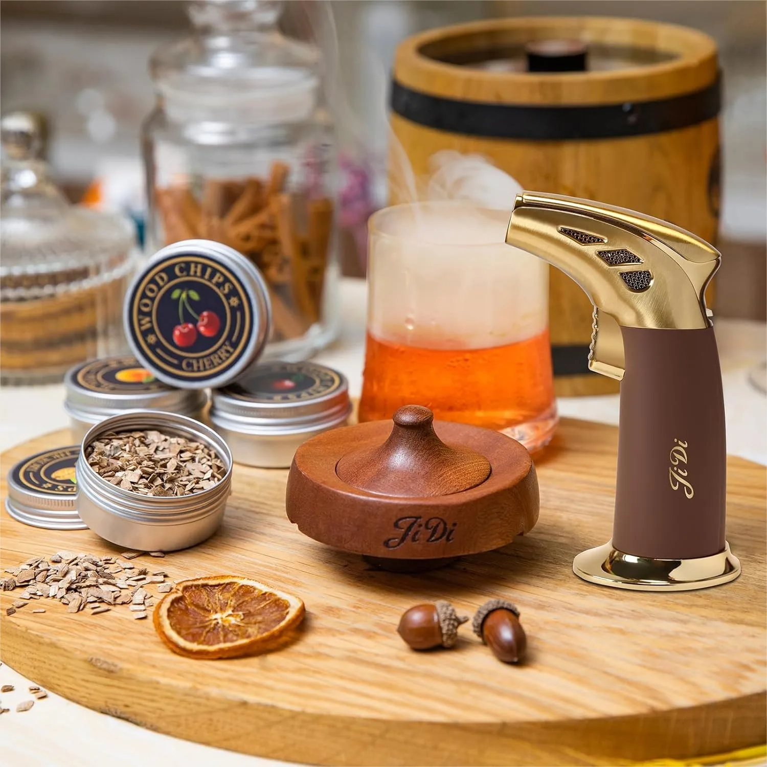 

Whiskey Smoker Kit with Torch and Wood Chips, Cocktail Smoker for Old Fashioned Drinks, Upgrade Your Home Bar - Ideal Gift for
