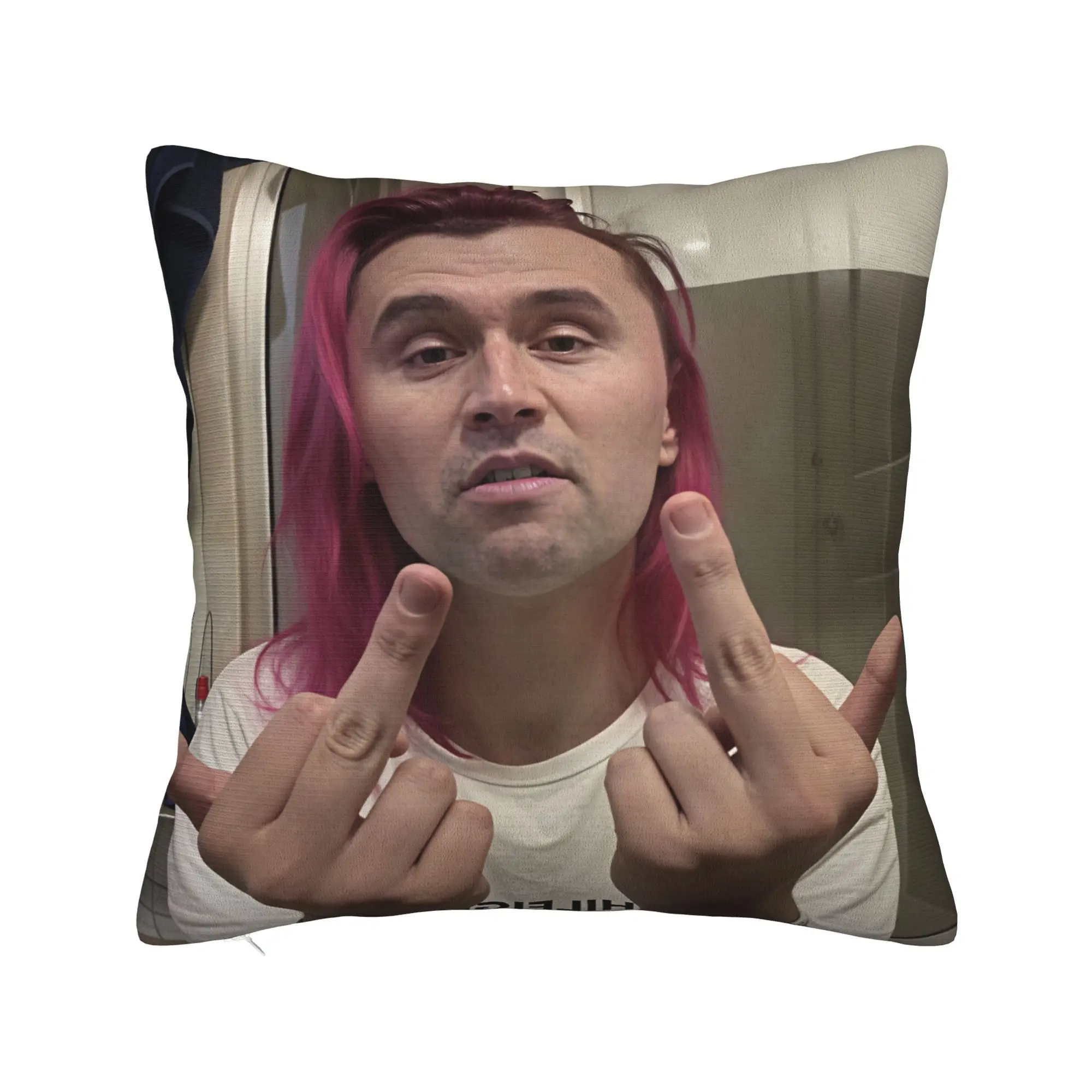 Charlie Kirk Pink Hair Edgy Meme Pillow Case  Soft Pillow Cover For Living Room Bed Chair Kawaii Pillowcases