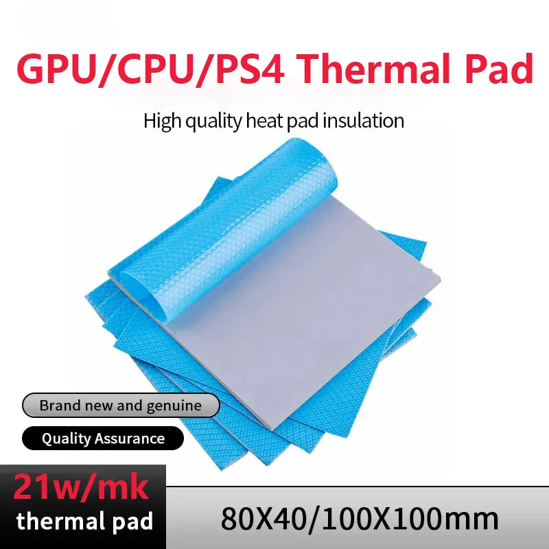 21W/Mk Gpu Cpu Thermal Pad Radiator Cooling Conductive Silicone Pad 80X40/100X100Mm High Quality Thermal Pad Heat Insulation