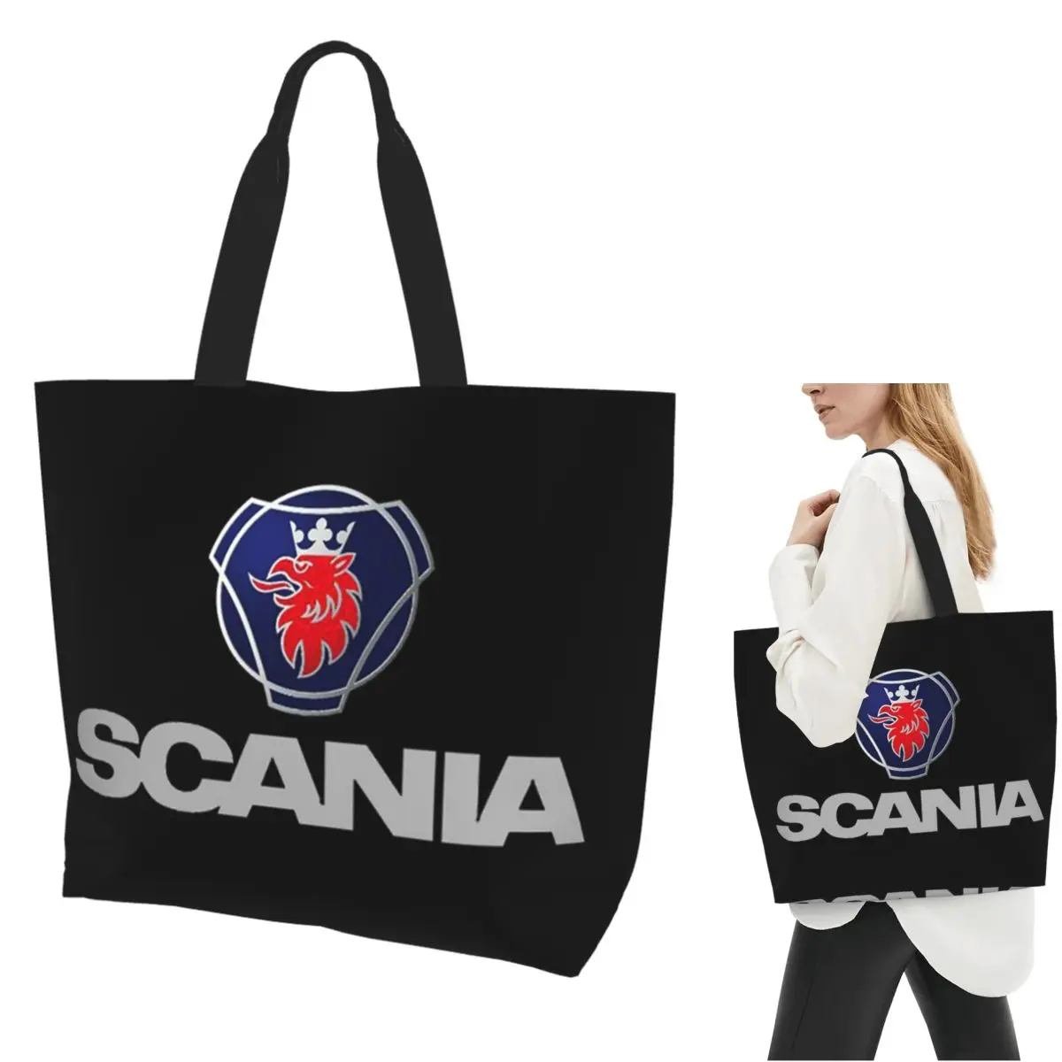 

Шведская сумка-тоут Saab Scania для покупок, парусиновая сумка на плечо большой вместимости, продуктовая сумка для покупок для женщин
