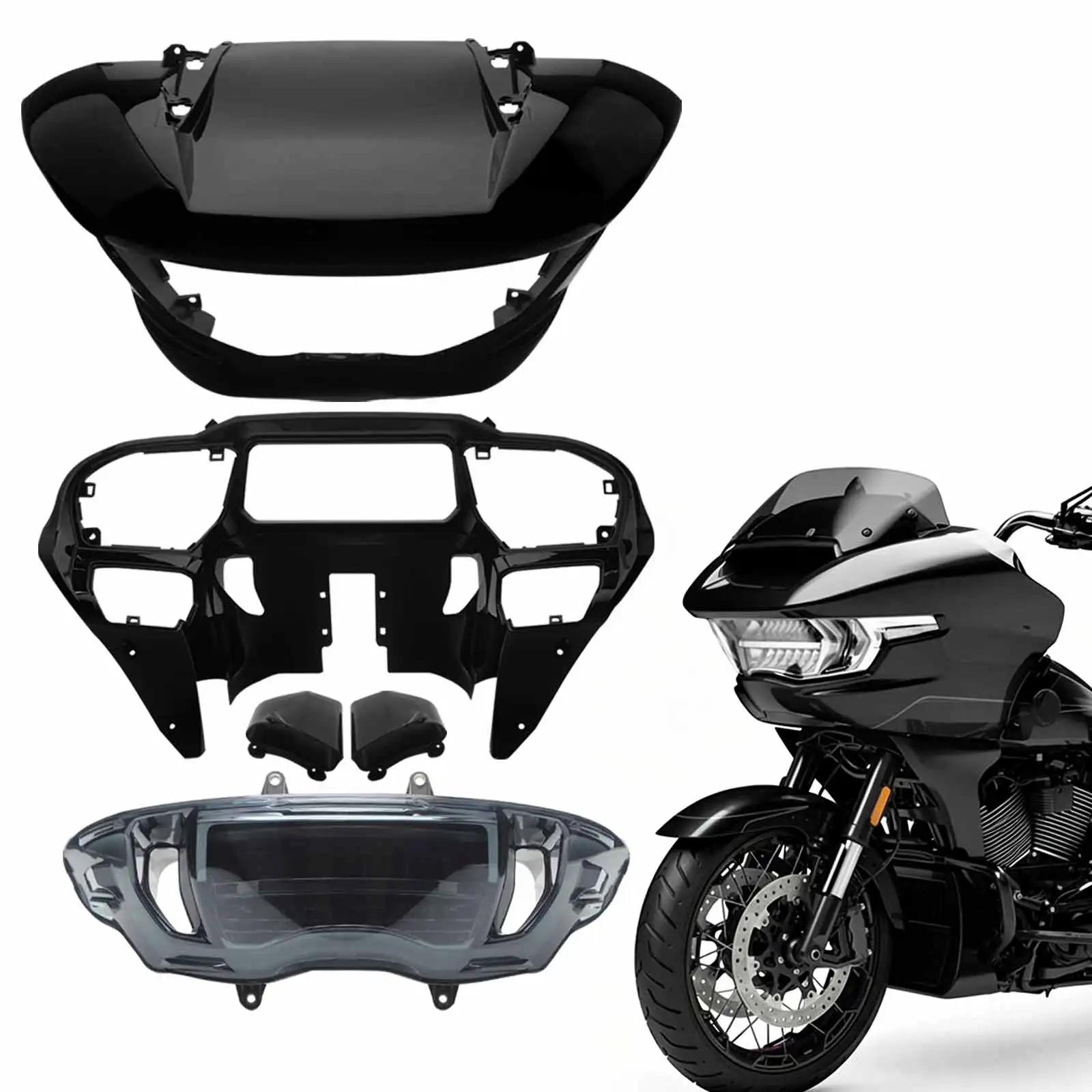 

Front Inner&Outer Headlight Fairing Black ABS Plastic Motorcycle Fit For Harley Touring Road Glide CVO/SE FLTRXSE 2023 2024 2025