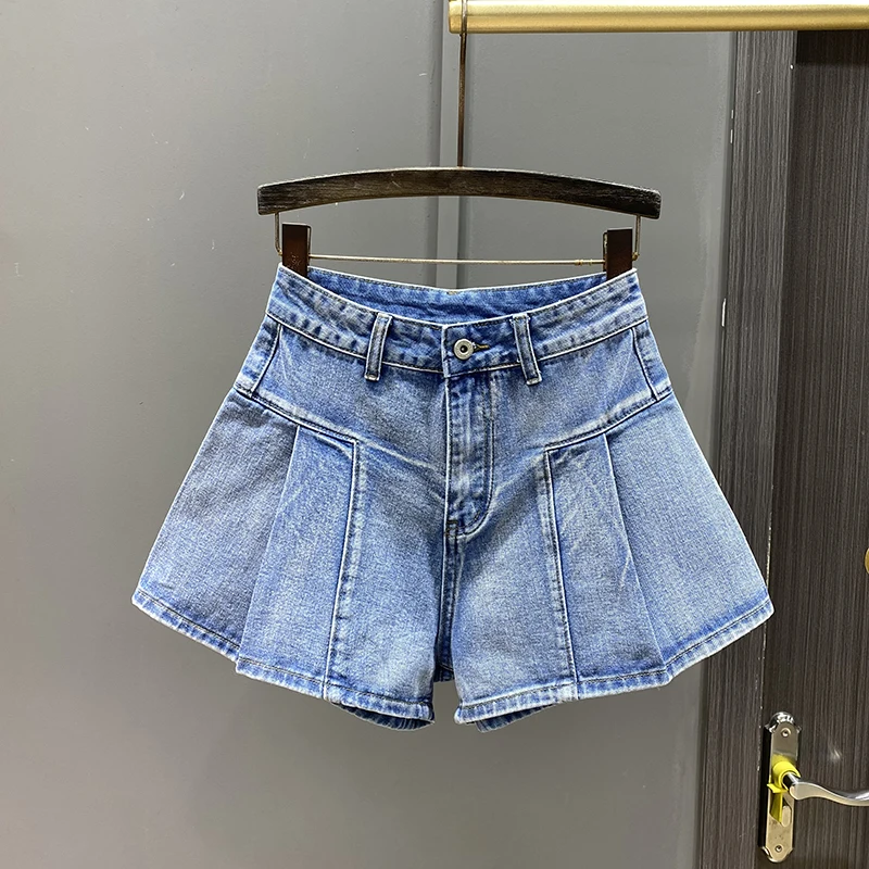 

Fashion Contrast Color Patchwork Denim Shorts Women's Streetwear Trend High Waist Loose Short Jeans 2023 Summer