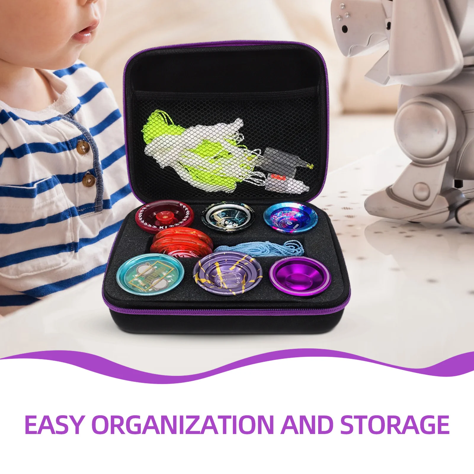 

Yo-Yo Storage Bag Lightweight Zippered Case For Travel Outdoor Home Use Durable Yoyo Ball Holder Portable Pouch Organizer