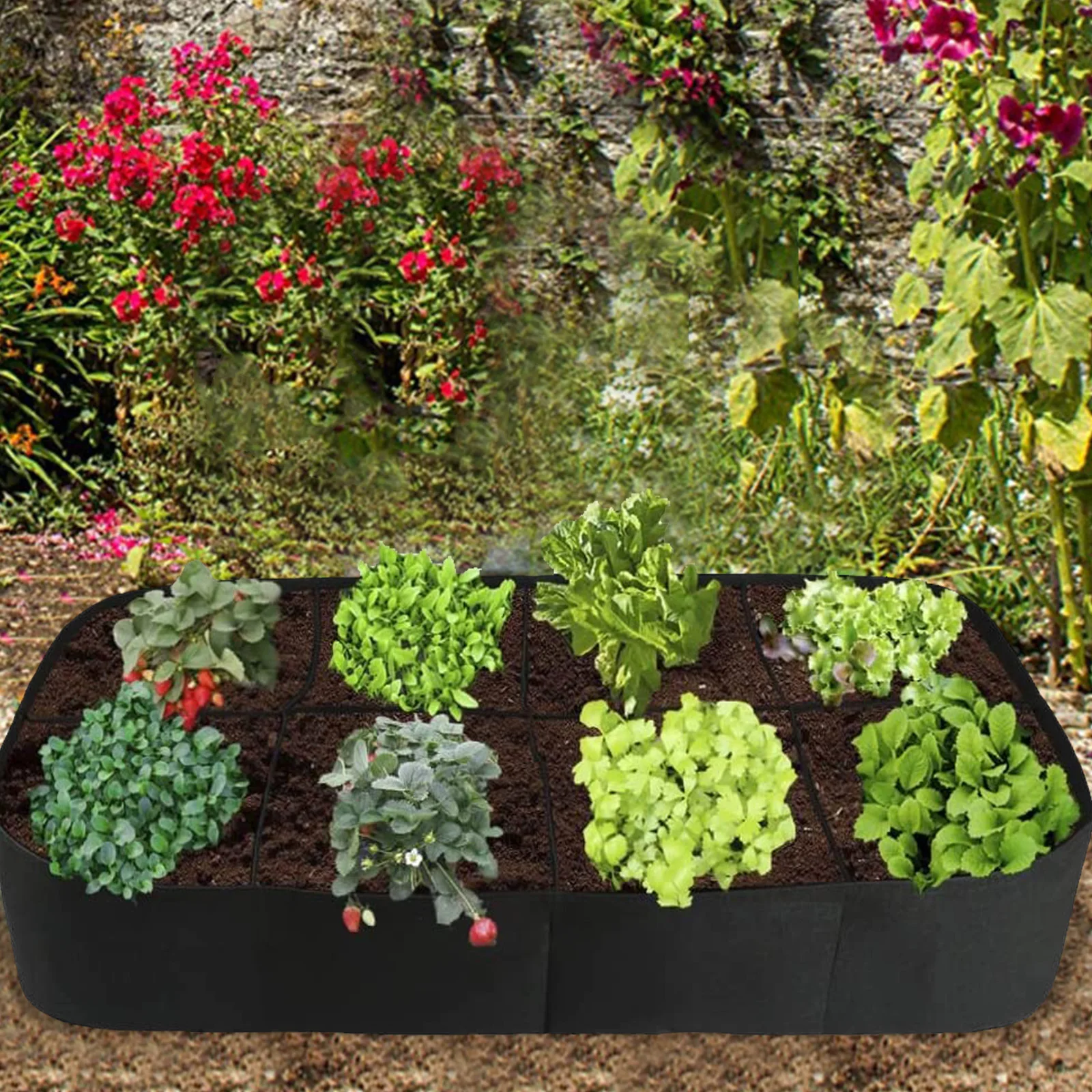

1 Pcs Garden Planting Bag Multi-gird Felt Growing Bag Rectangle Planting Nursery Pot Tomato Potato Planting Container Plant