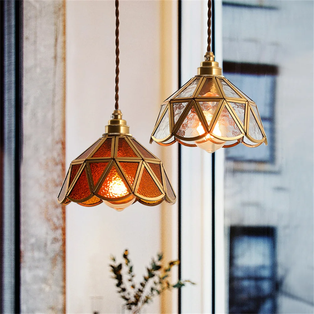 Nordic Vintage Loft Pendant Light Brass Glass Retro Lights Fixture For Dining Room Bar Antique Hanging Lamp Home Decor Lighting