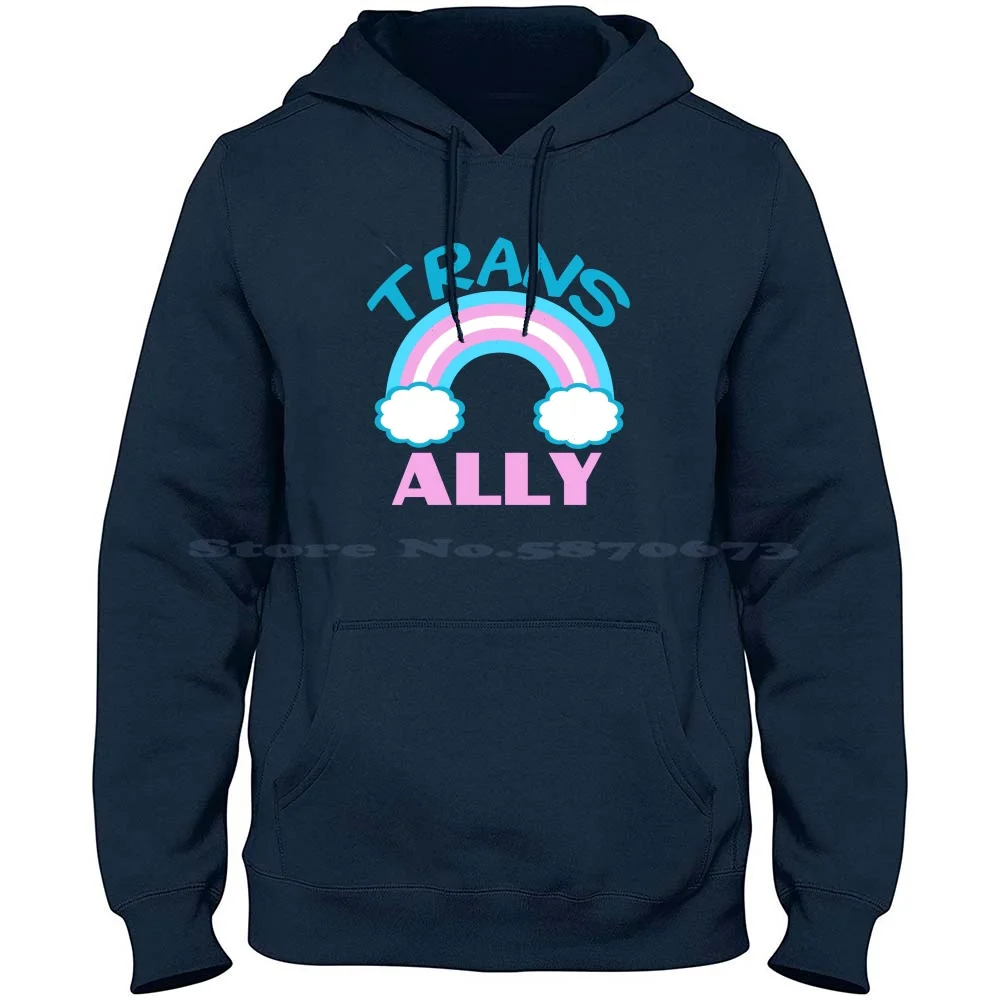 Trans Ally 100% Cotton Hoodie T Shirt Trans Ally Rainbow Lgbtq Friend Allies Support Flag Rights Alliance Community Family