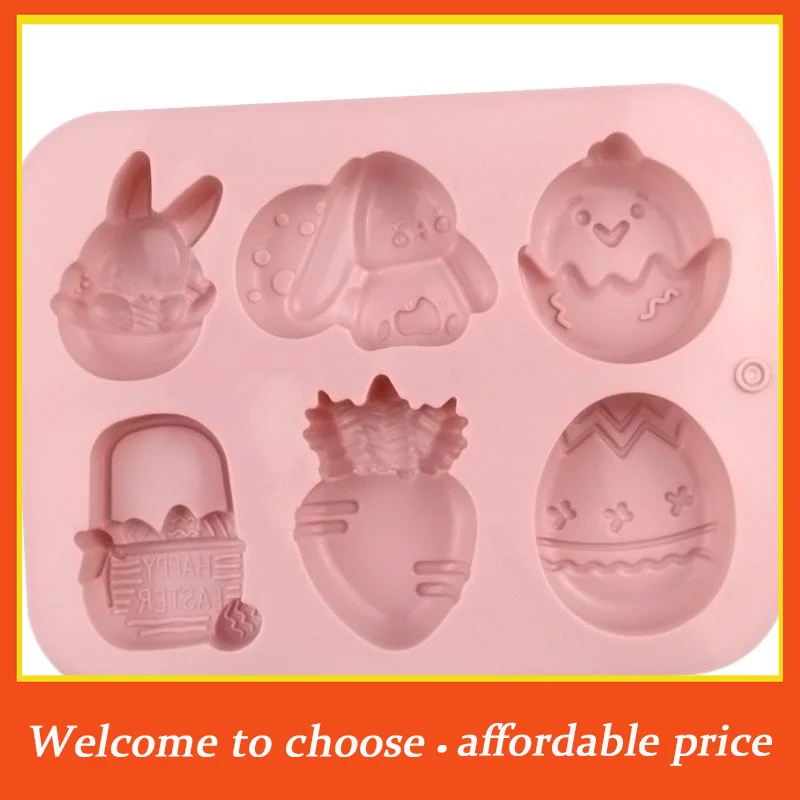 {}1/4Pcs Chocolate Candy Baking Tool Easter Bunny Egg Shaped Silicone Cake Cookies Mold For Easter Kids Birthday Party DIY Decor