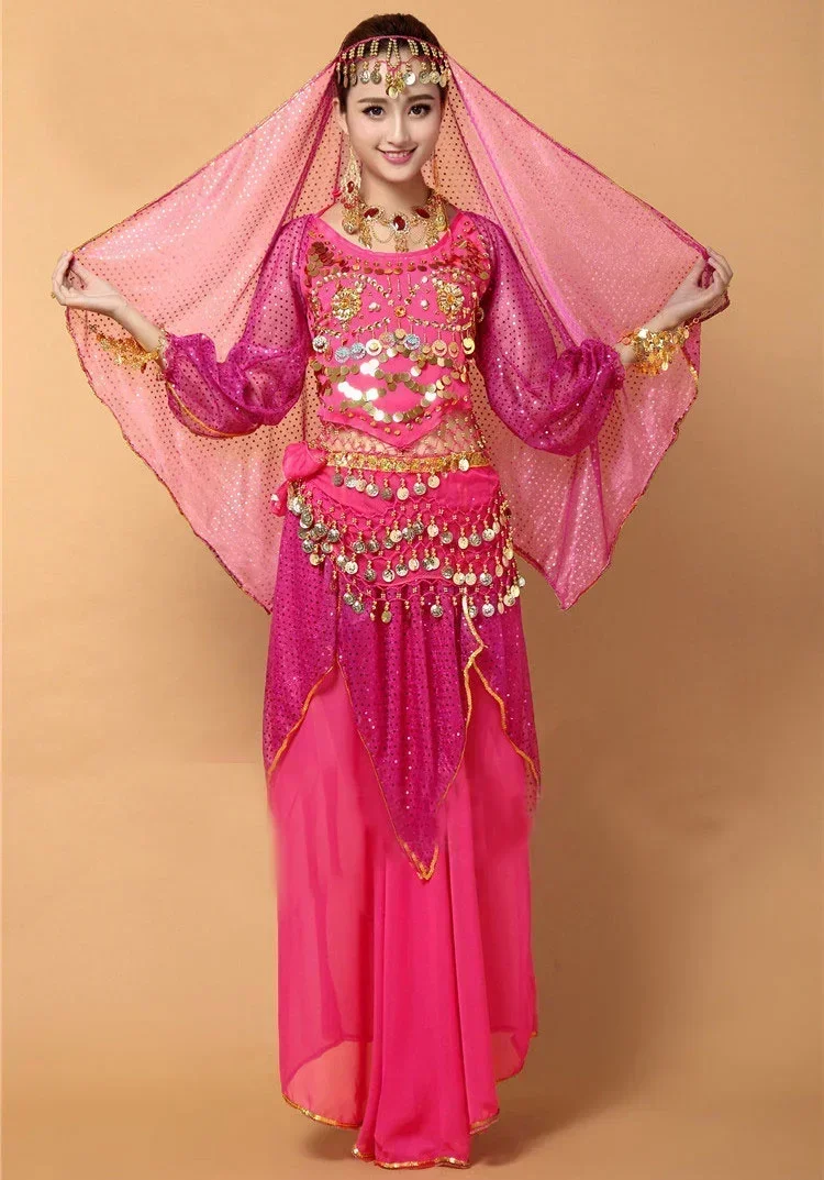 

4pcs Sets India Egypt Belly Dance Costumes Bollywood Costumes Indian Dress Bellydance Dress Lady Belly Dancing High Quality