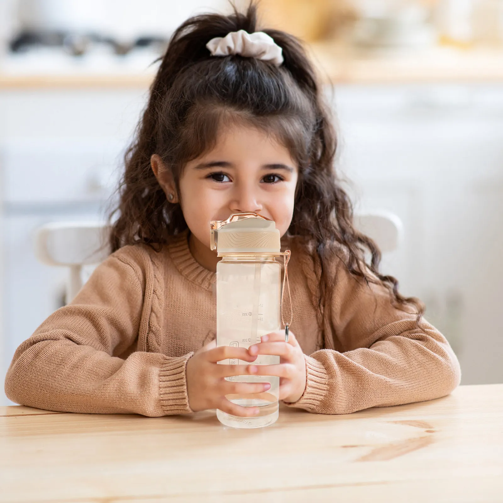 

Toddler Water Bottle Kids Water Jug Flip-Top Leak Proof Training Cup for Independent Drinking Outdoor Indoor Use Clear Plastic