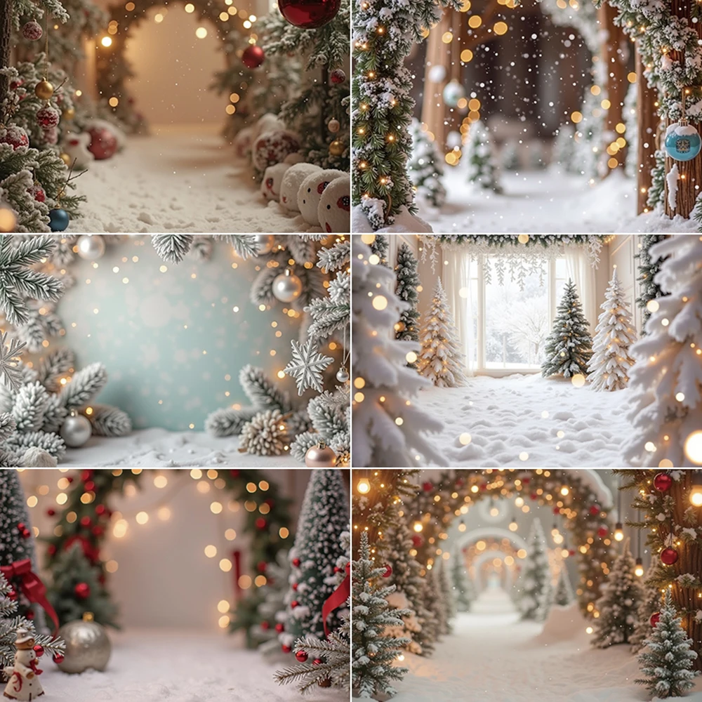 

MOON.QG Christmas Backdrop Photography Tree Light Bokeh Winter Photozone Background Children Studio Photocall Supplies