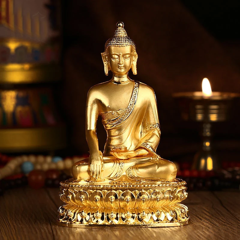 14cm Asia Thailand HOME CAR SHOP altar gilding buddha statue Sakyamuni BLESS family safe bronze