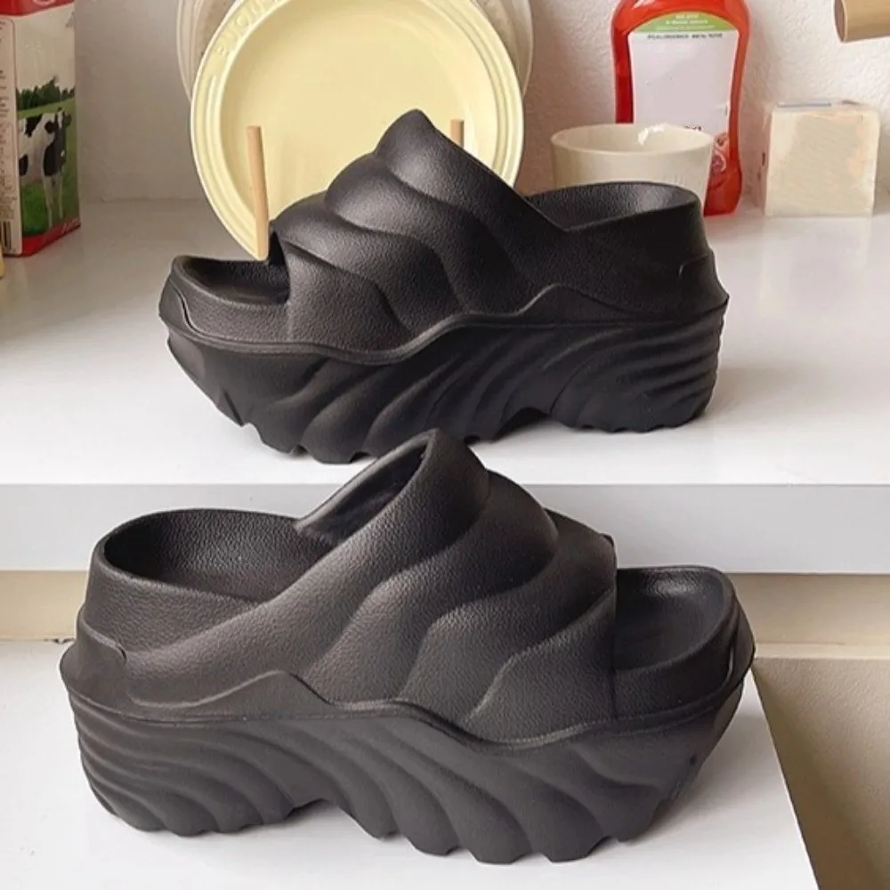 المألوف عارضة أسافين النعال 10 سنتيمتر زيادة ضوء الانزلاق على الصيف الصنادل إيفا منصة لينة الشرائح الأحذية الاستخدام اليومي