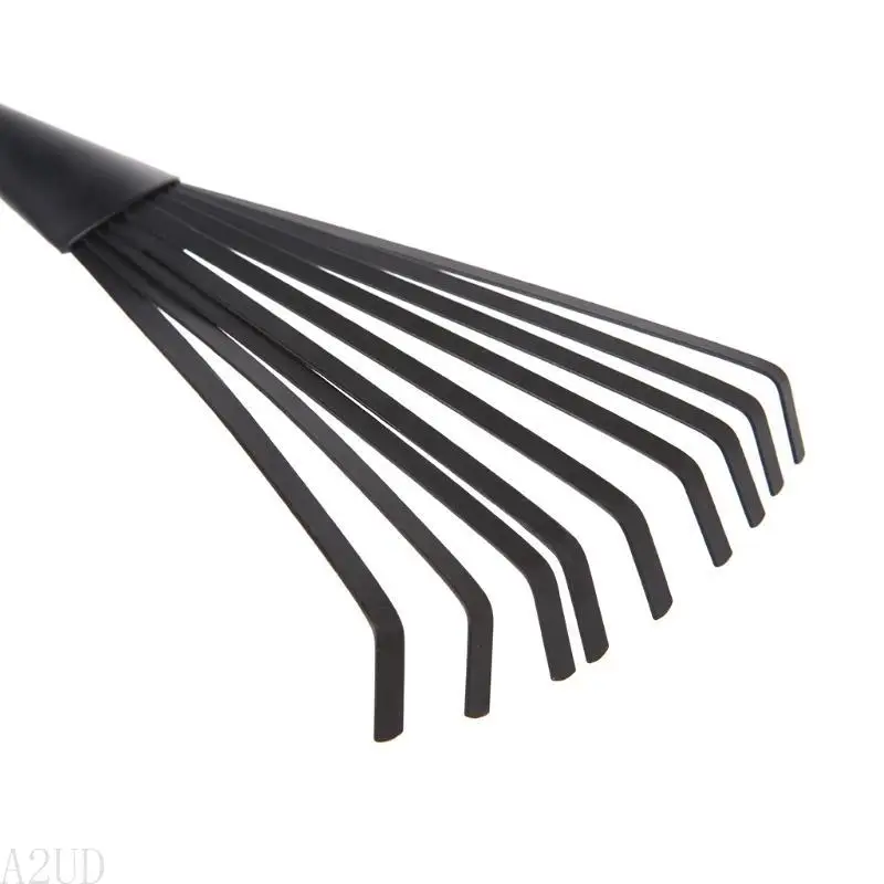A2UD 1Pc Portable Mini 9 teeth Steel Rake For Home Garden Transplanting Tool