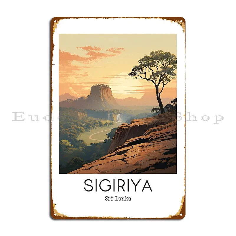 A Vintage Travel Illustration Of Sigiriya Sri Lanka Metal Sign PaintingClub Designing Customize Wall Cave Tin Sign Poster