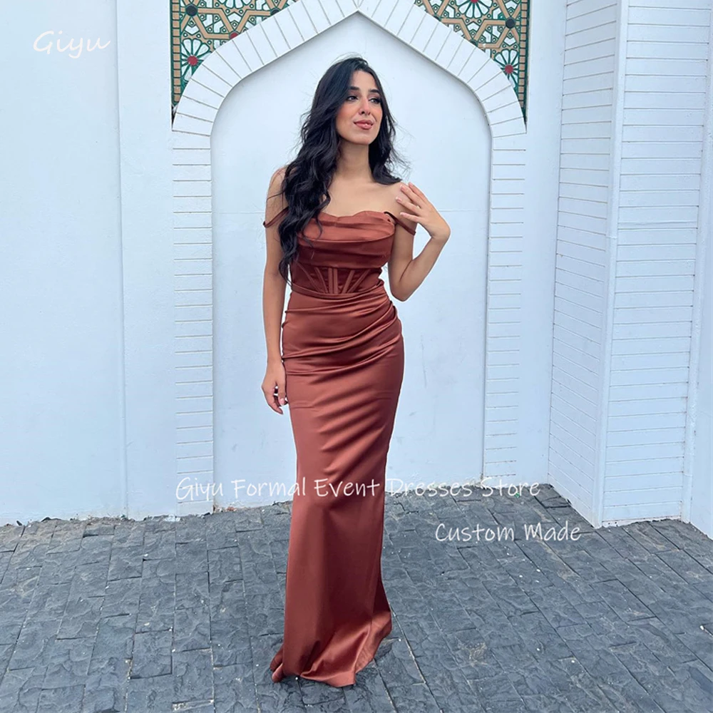 

Giyu Sexy Strapless Long Mermaid Evening Dresses Dubai Arabic Women Pleats Prom Gowns Formal Party Occasion Dress Vestidos