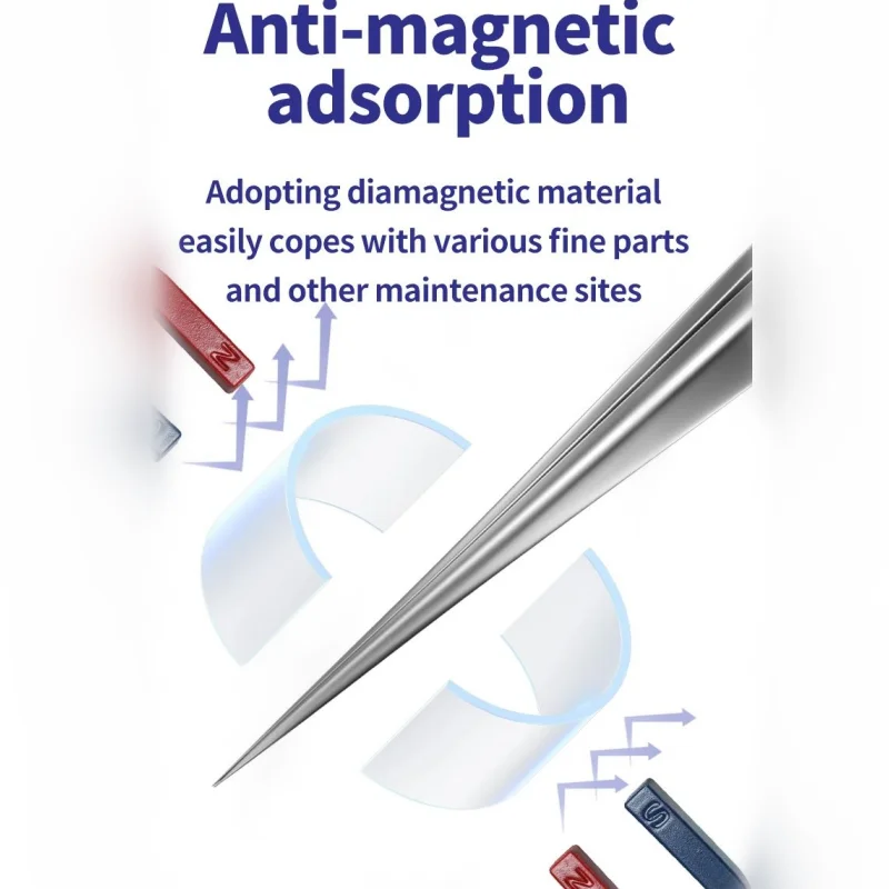 MECHANIC Extra Hard Anti-Magnetic Tweezer Stainless Steel Bent Pointed for Phone PCB Motherboard Soldering Repair Tweezers Tool