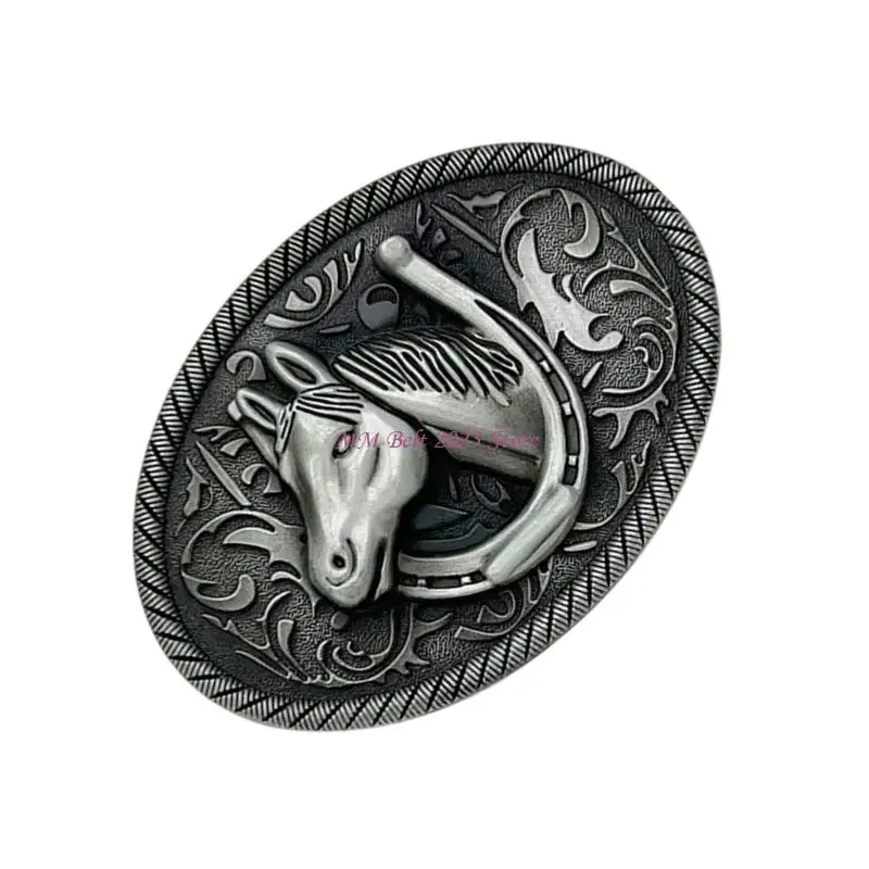 49ME Easy to Install Horse Head Belt Buckle Offering Wear Resistance for Adult Men