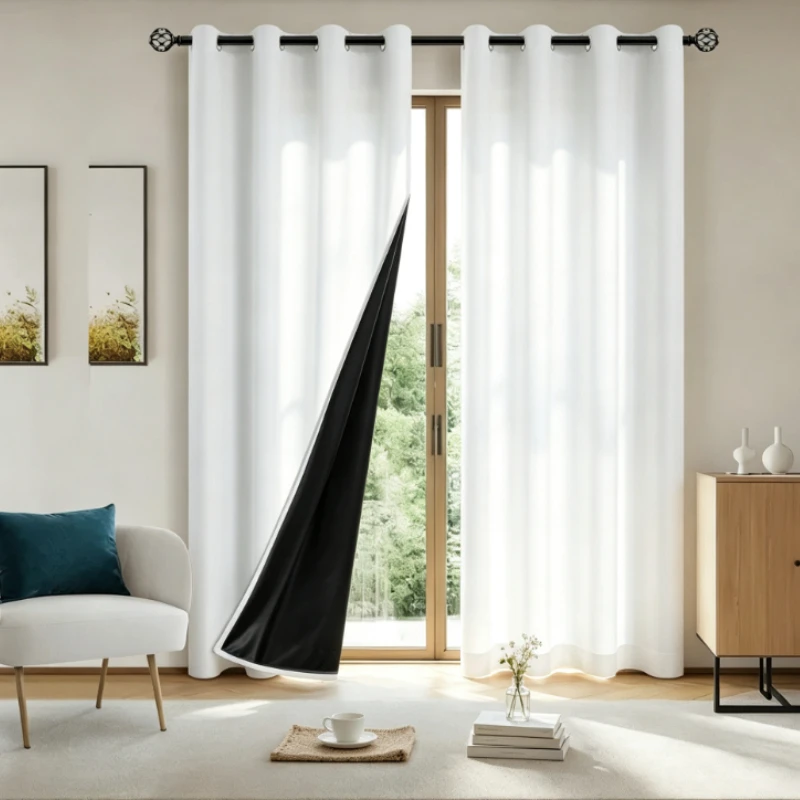 Blackout Curtains 1Pc Solid Color 100% Full Shading Thermal Insulated Drapes for Bedroom Living Room, Sun Blocking & Privacy