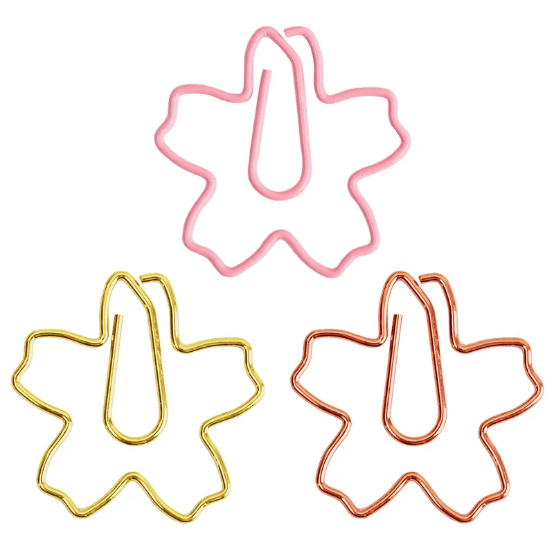 30 pz Metallo Macaron Colori Graffette Sakura Ago di Carta Segnalibro Memo Clip di Metallo Cancelleria Fiori di Ciliegio Pinze