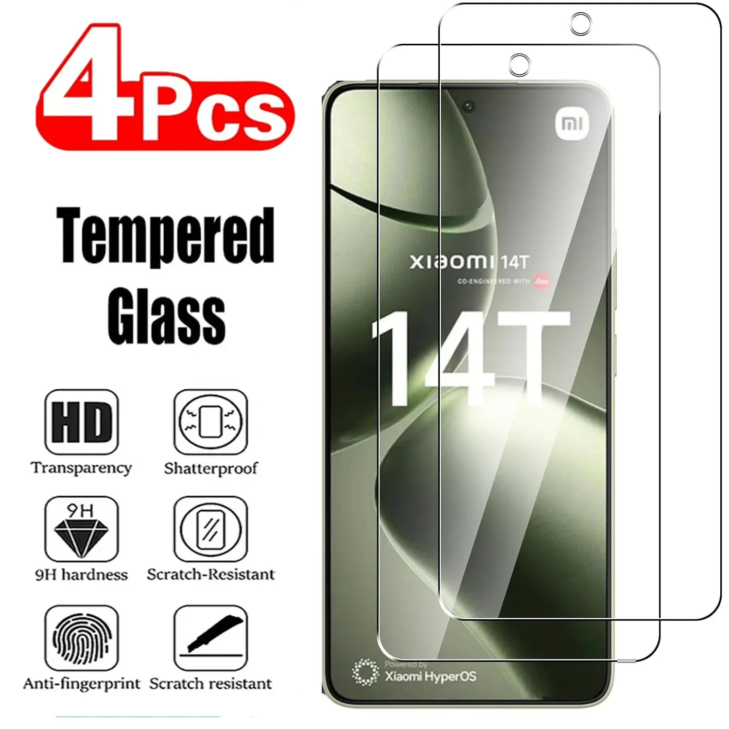 4PCS Gehärtetes Glas Displayschutzfolie für Xiaomi Mi 11T 12T 13T 14T Pro 11 12 Lite Volle Abdeckung Schutz Glas Film