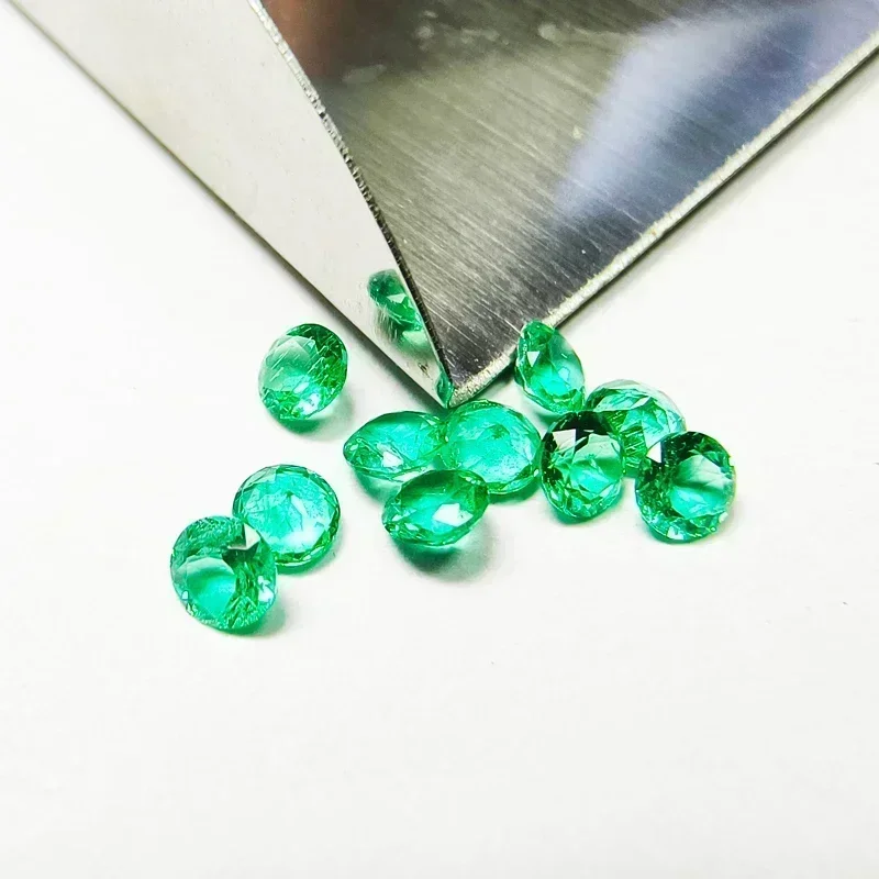 مختبر نمت الزمرد 3.2-4.0 مللي متر شكل دائري سحر الأحجار الكريمة خاتم قلادة أقراط المواد الرئيسية المتاحة شهادة #3