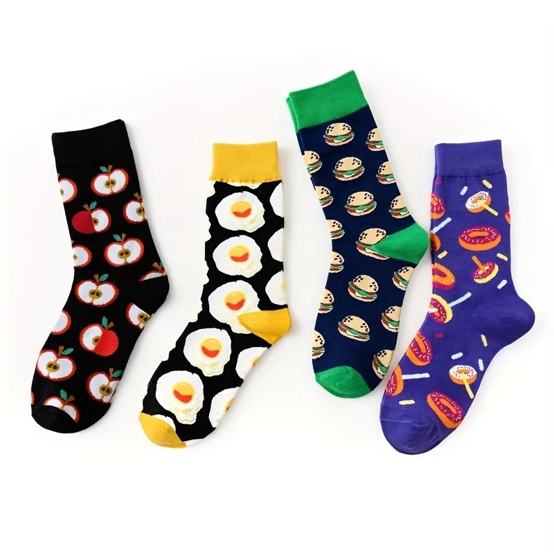 1 pair of food series creative avocado printed pattern medium tube socks for men  trendy socks for couples  socks men socks