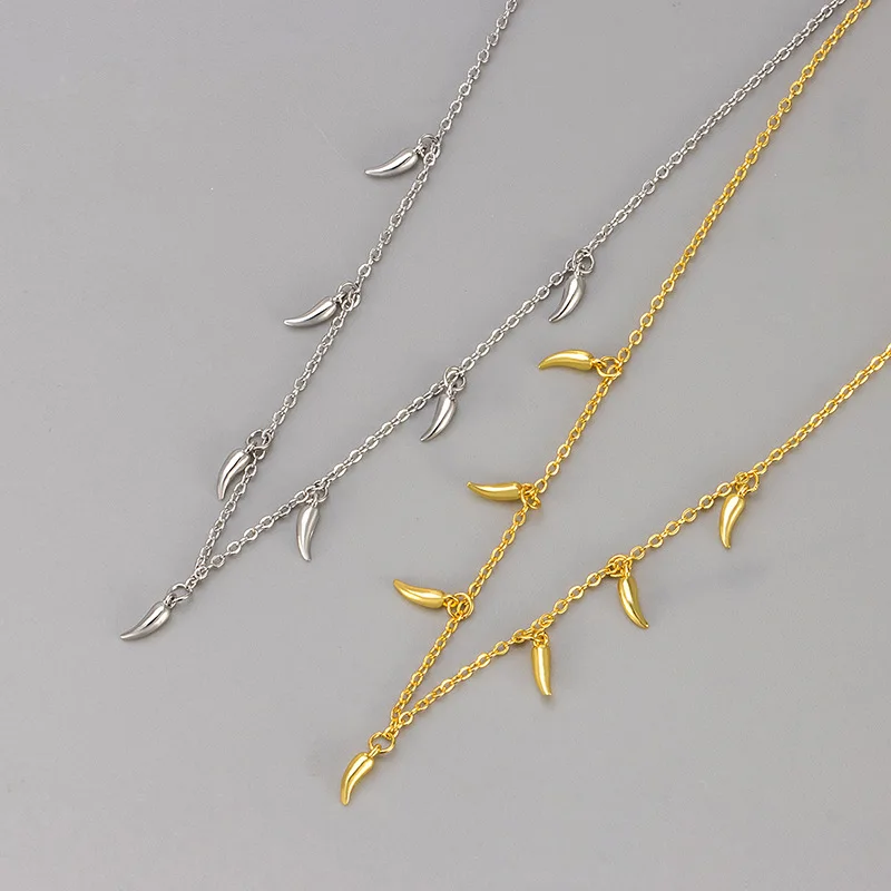 Chili pepper tassel pendant necklace with fashionable design, trendy and cool layering accessories, necklaces, women's accessori